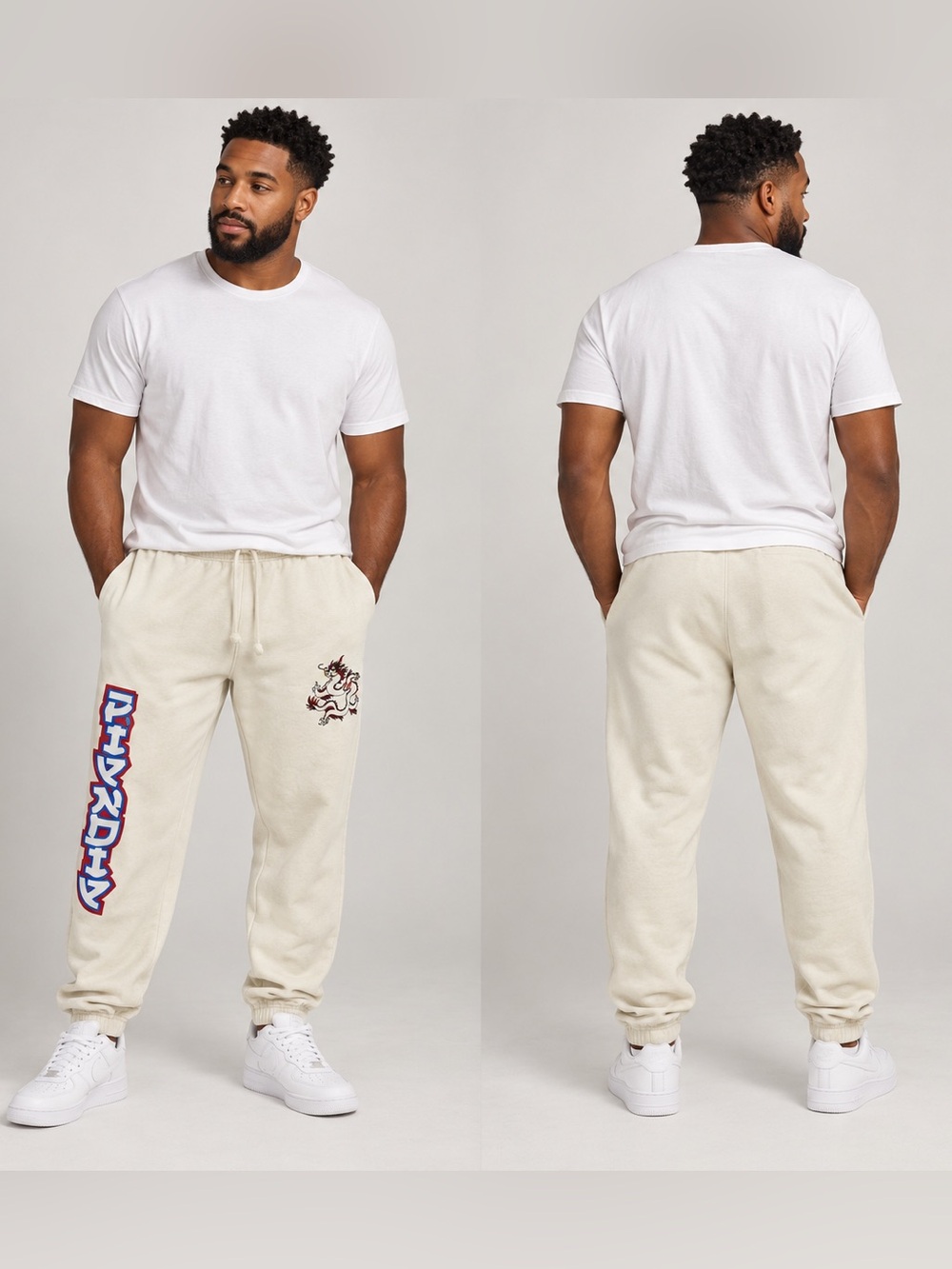 RIPNDIP Cream Graphic Jogger Sweatpants Men's XL Dragon Streetwear